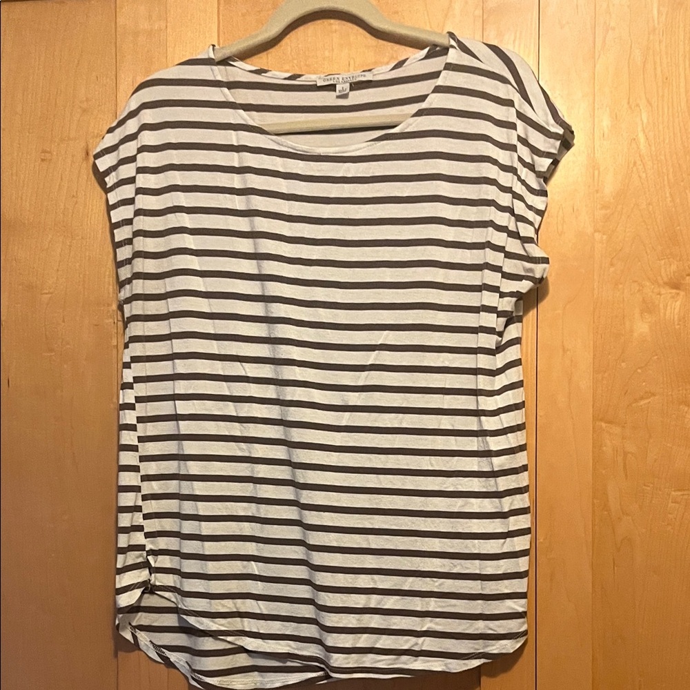 Green Envelope Black and White Striped Woman’s Tee